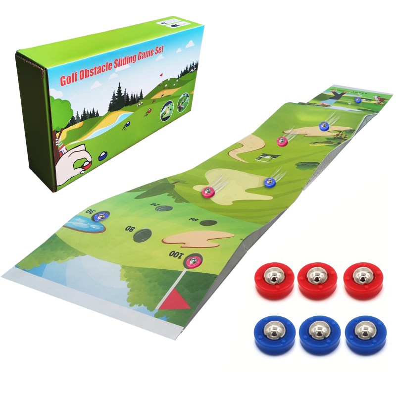 Golf Obstacle Sliding Tabletop Shuffleboard Game Set Golf Obstacle Sliding Tabletop Shuffleboard Game Set