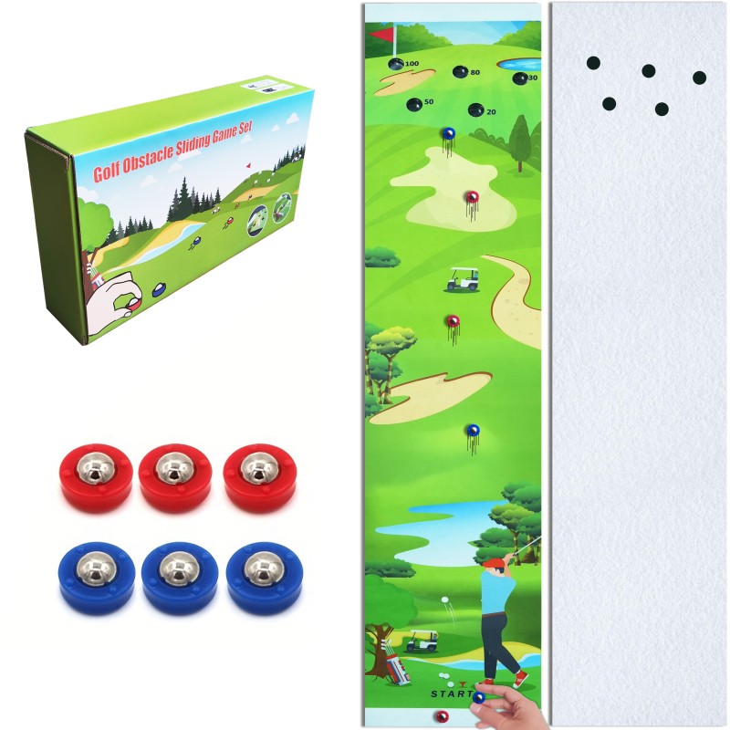 Golf Obstacle Sliding Tabletop Shuffleboard Game Set Golf Obstacle Sliding Tabletop Shuffleboard Game Set