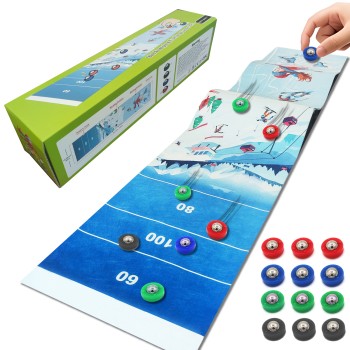Large 80.7" Skiing Game with Slope Style, Ice Curl Push Board Game for Thanksgiving