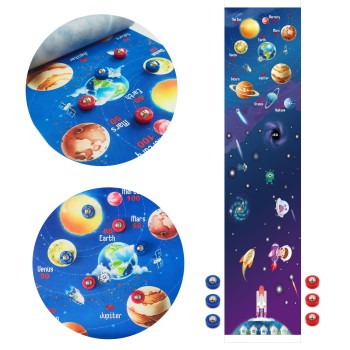 Space Explorer Themed Micro Shuffleboard Table Game for Kids, Action-Packed Plastic Mini Curling Board Set, Ideal for Children Ages 6-8